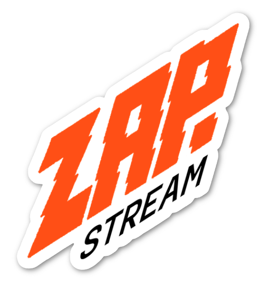 White ZAP! stream die-cut sticker
