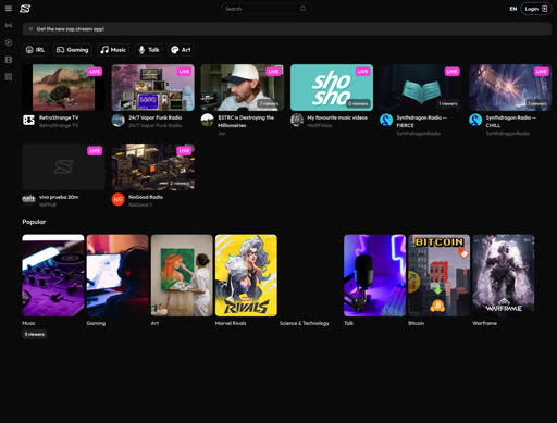 zap.stream — Live streaming